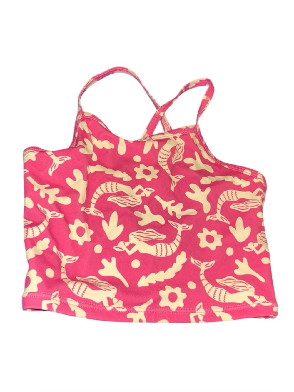 Hanna Andersson pink mermaid tankini bikini swim top girls size 8